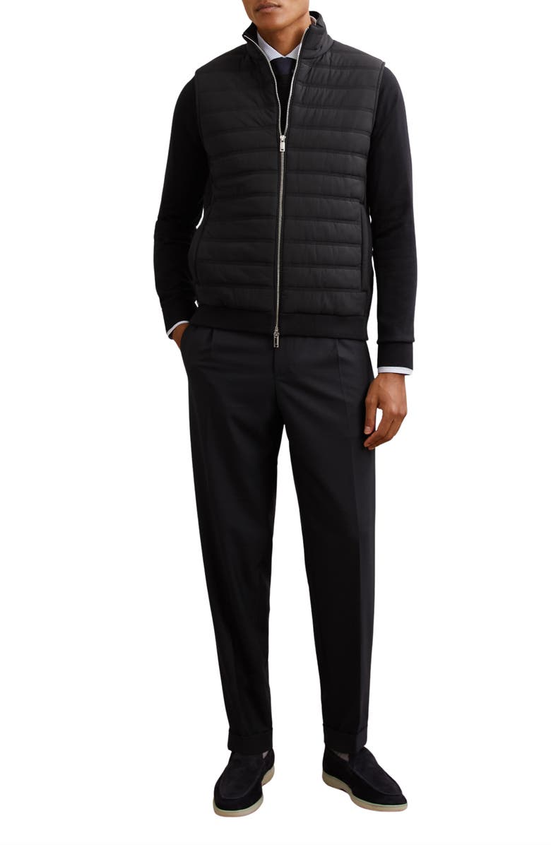 Reiss Newford Mixed Media Quilted Vest, Alternate, color, Navy