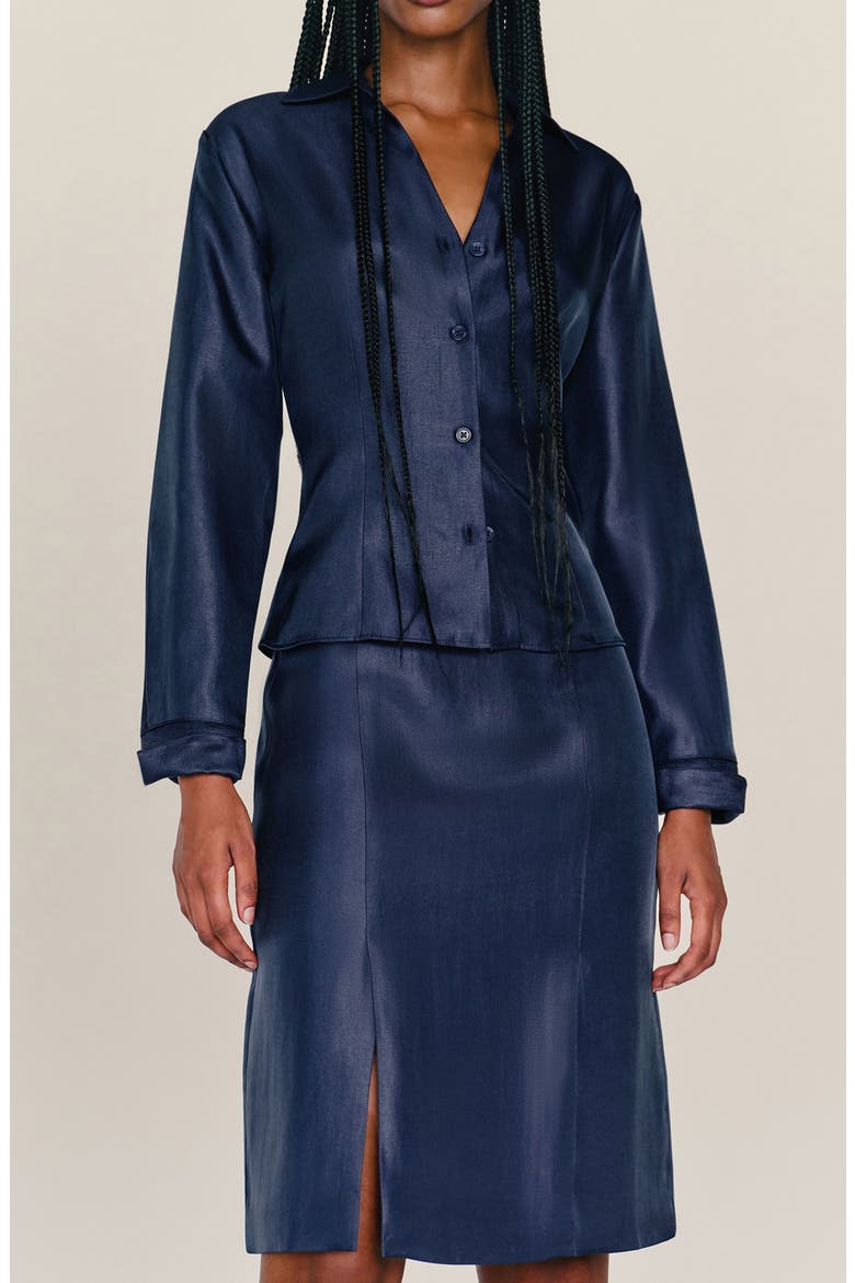 x Camille Rowe Nico Button-Up Shirt, Main, color, RIVIERA