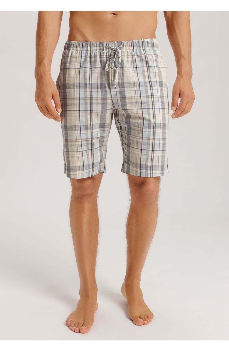 Hanro Night And Day Drawstring Cotton Shorts, Alternate, color, Gentle Check