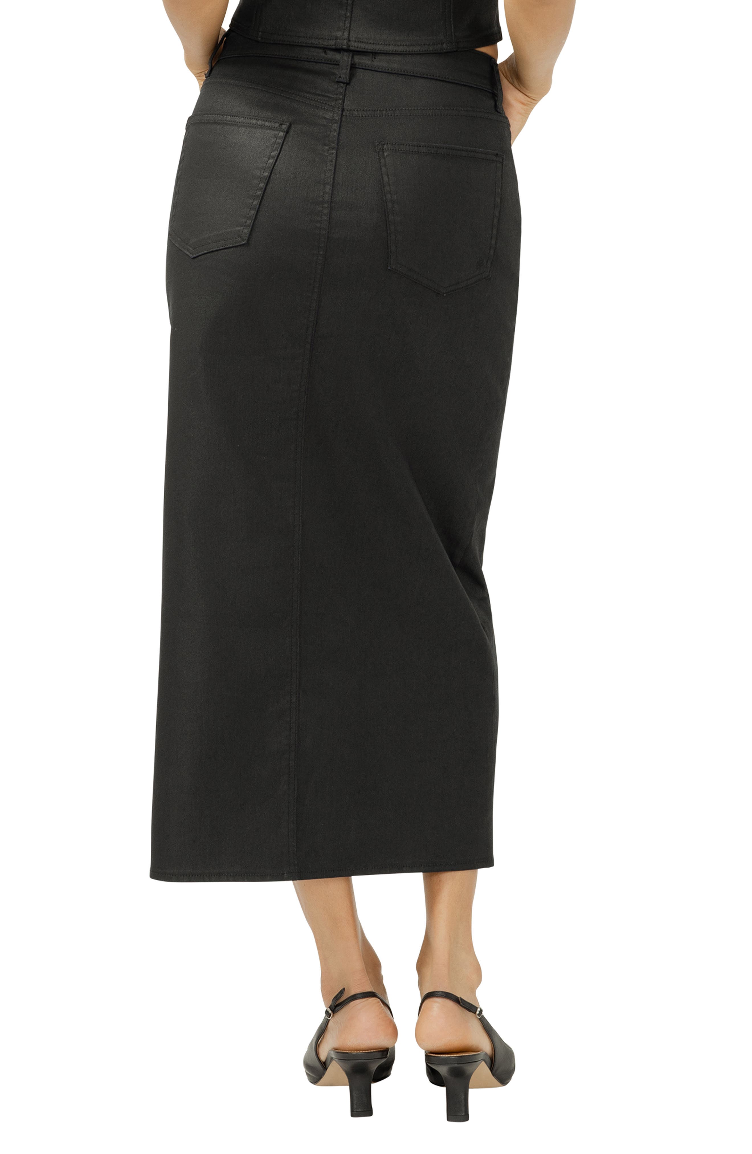 Front Slit Denim Midi Skirt - image 2
