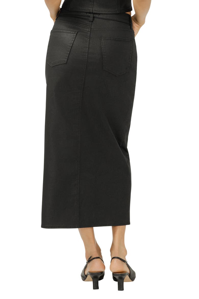 Front Slit Denim Midi Skirt, Alternate, color, BLACK
