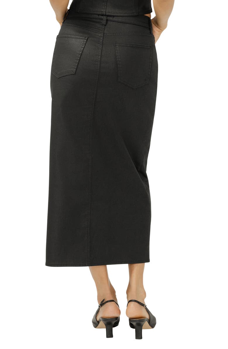 Silver Jeans Co. Front Slit Denim Midi Skirt, Alternate, color, Black