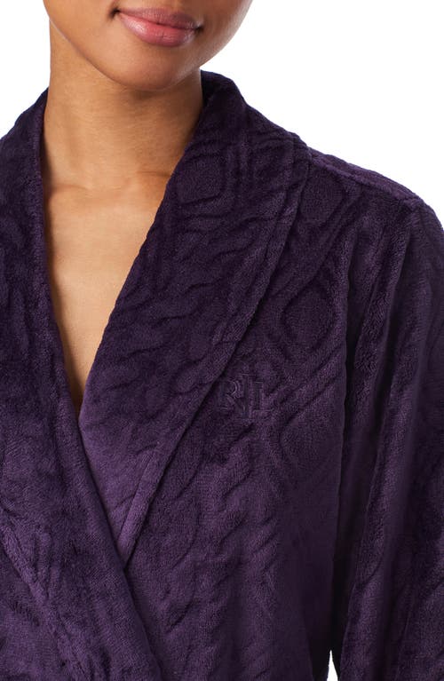 Ralph Lauren Lauren Fleece Monogram Robe In Purple