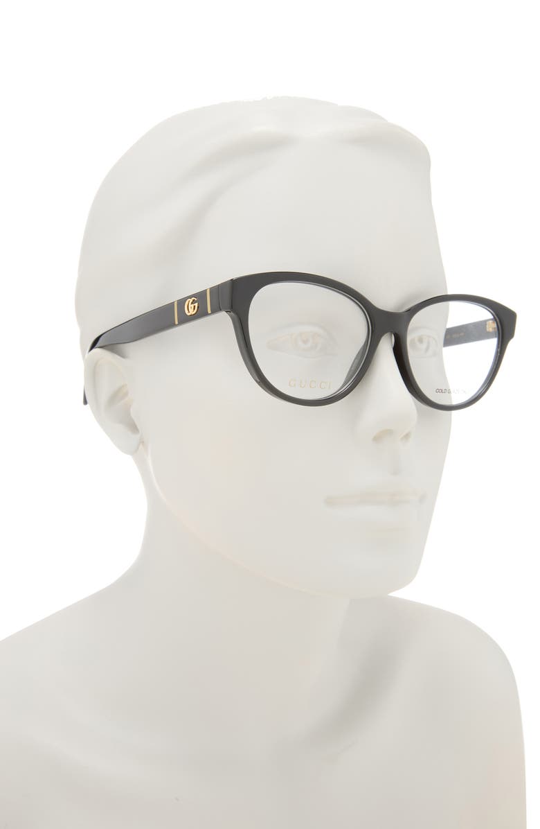 Gucci 54mm Cat Eye Optical Glasses, Alternate, color, Black Black Transparent