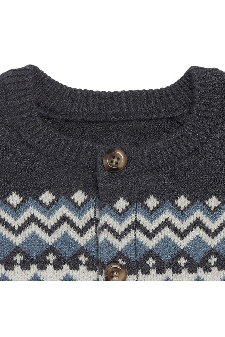 Fair Isle Cardigan Sweater, Alternate, color, Dark Grey