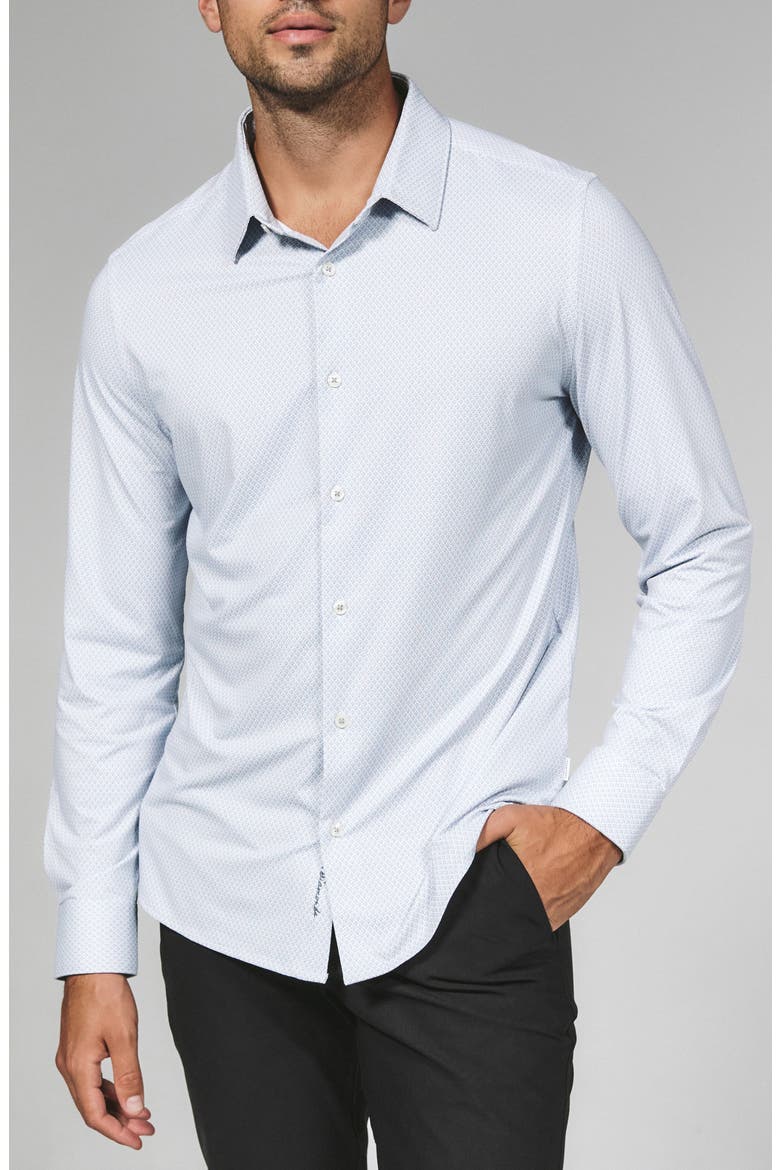 Layth Geo Print Wrinkle Resistant Performance Button-Up Shirt, Main, color, LIGHT GREY