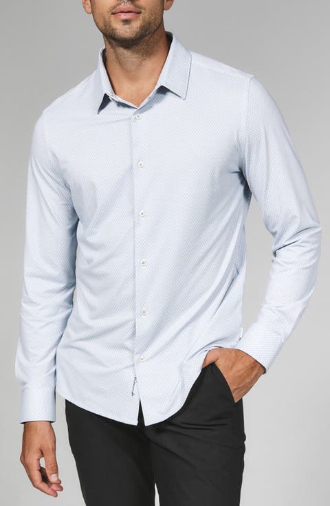 Layth Geo Print Wrinkle Resistant Performance Button-Up Shirt
