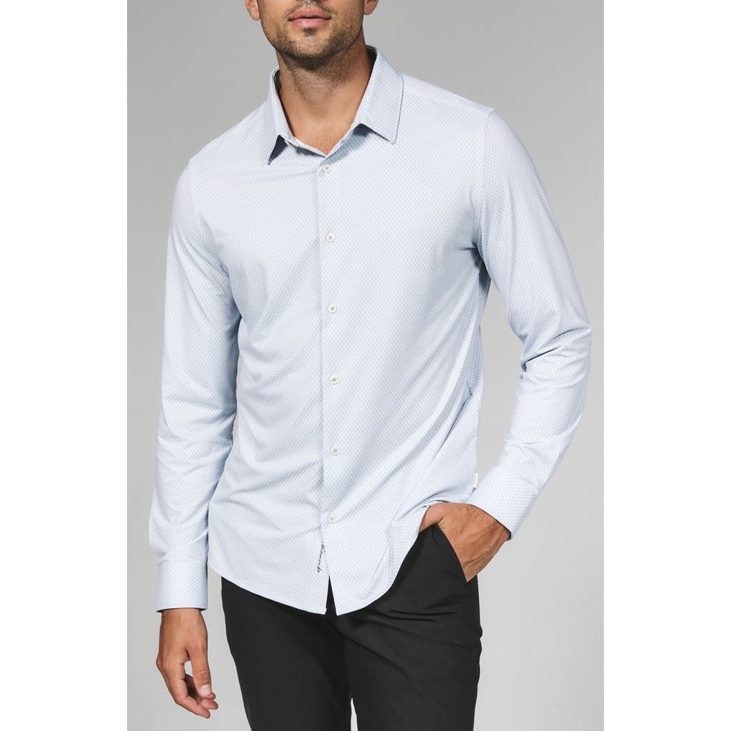 7 Diamonds Layth Geo Print Wrinkle Resistant Performance Button-up Shirt In Blue