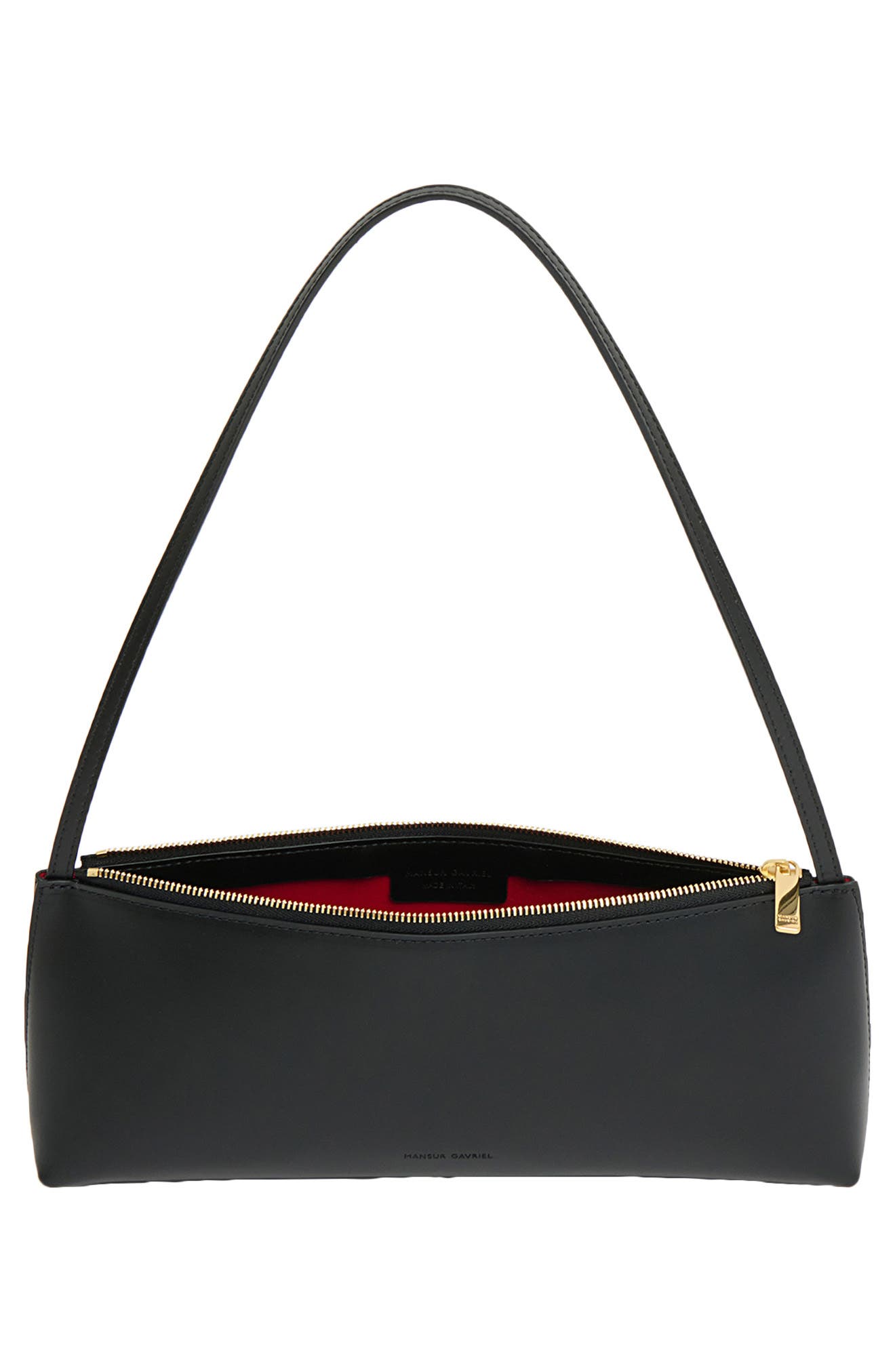 Gaia Leather Baguette Bag, Alternate, color, BLACK/ FLAMMA
