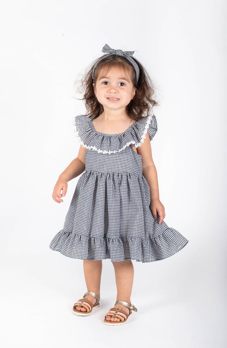 Popatu Kids' Check Ruffle Seersucker Dress, Alternate, color, 
