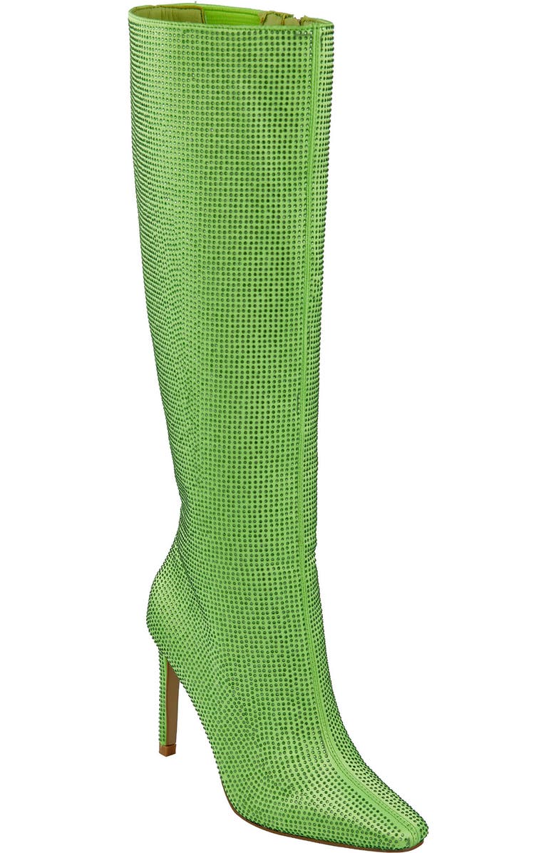 LADY COUTURE Diamond Rhinestone Pointed Toe Boot, Main, color, Lime