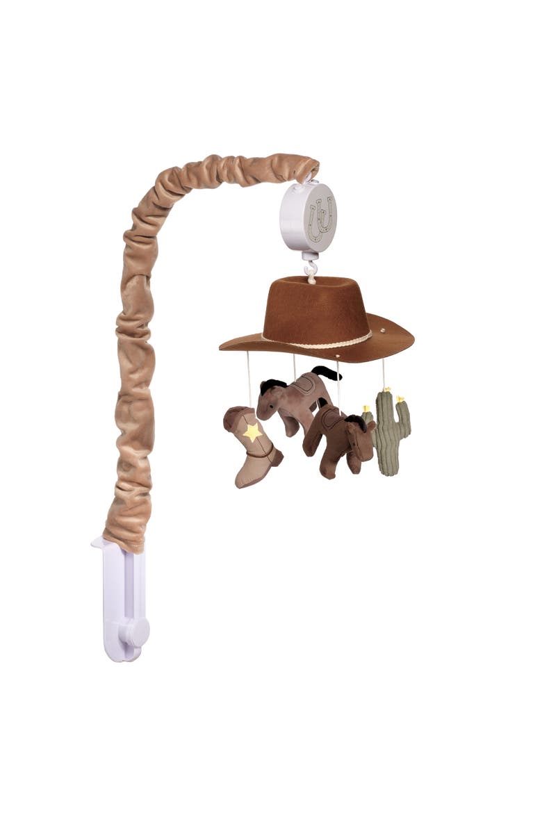 Country Western Cowboy Hat Musical Baby Crib Mobile Soother Toy, Alternate, color, Brown