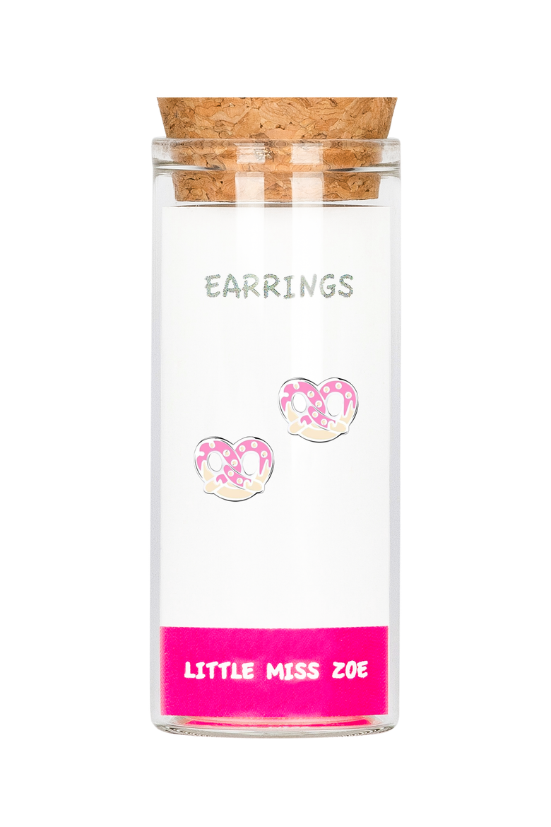 Kids' Sterling Silver Pretzel Stud Earrings in Gift Bottle, Main, color, Pink