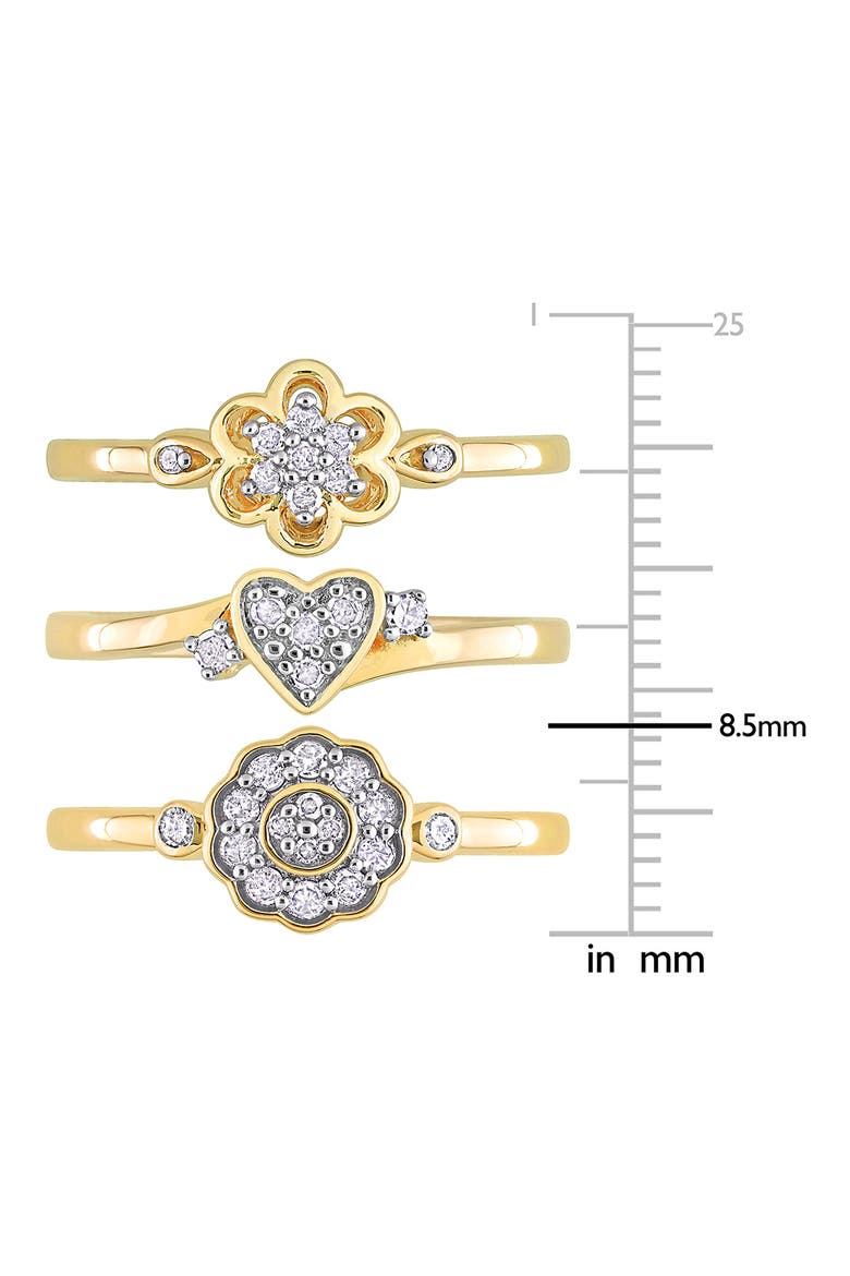 Set Of 3 Diamond Rings - 0.21ct., Alternate, color, GOLD