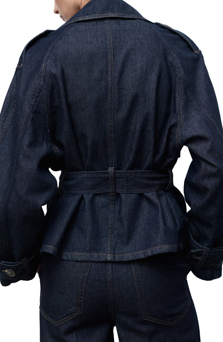 MANGO Denim Trench Jacket, Alternate, color, Open Blue