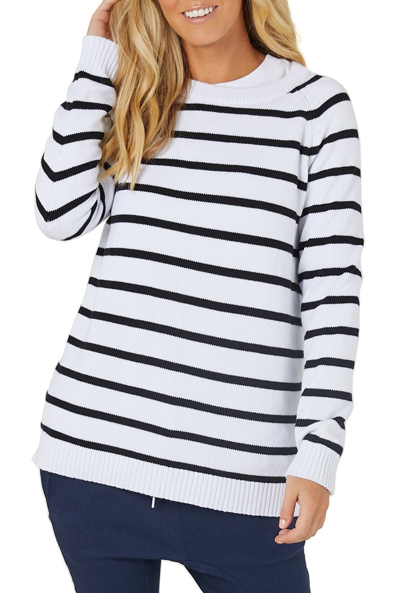 Maternity/Nursing Sweater, Main, color, WHITE/ BLACK