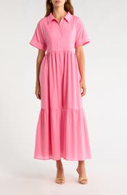 SUGARLIPS Astera Tiered Maxi Shirtdress