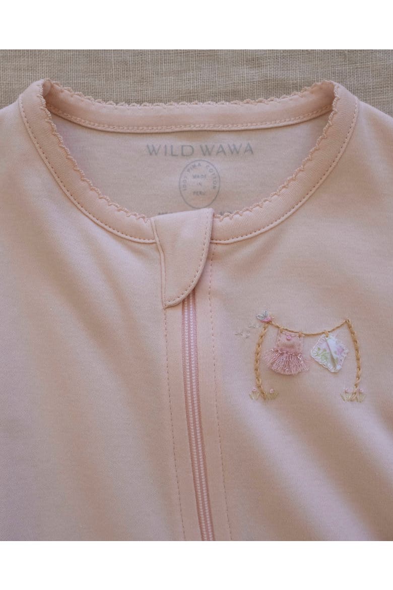 Pima Embroidered Footie, Alternate, color, Clothesline