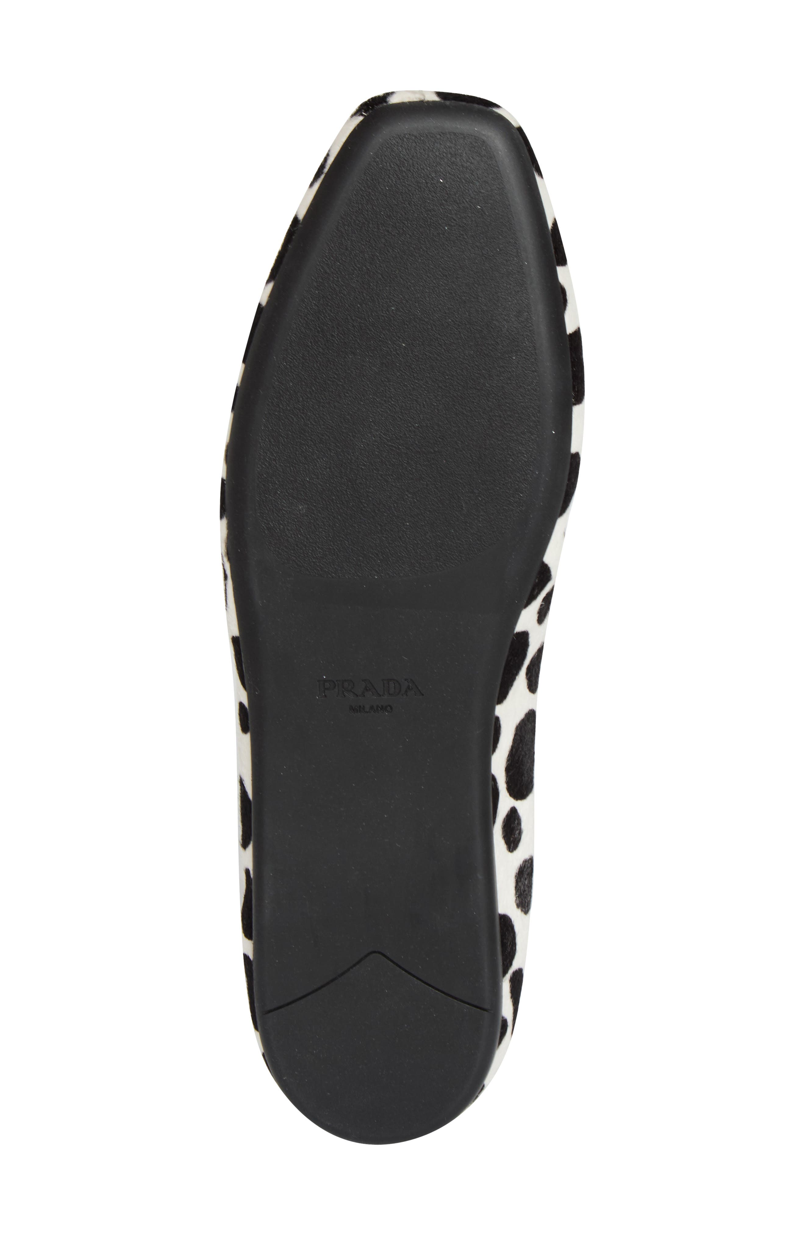 Dalmation Genuine Calf Hair Ballerina Flat, Alternate, color, BIANCO/ NERO