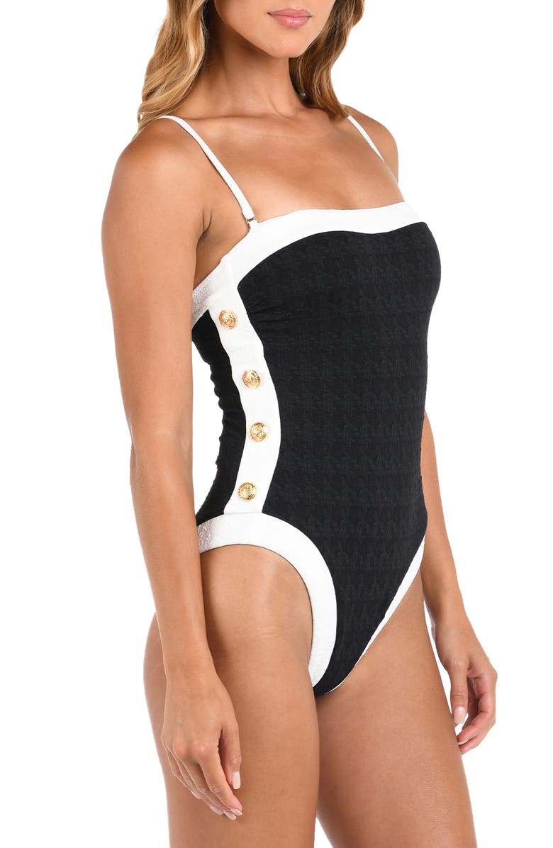 L'AGENCE Tory Colorblock One-Piece Swimsuit, Alternate, color, Black
