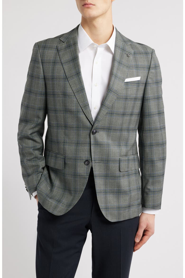 Hutson Plaid Virgin Wool Sport Coat, Main, color, DARK GREEN