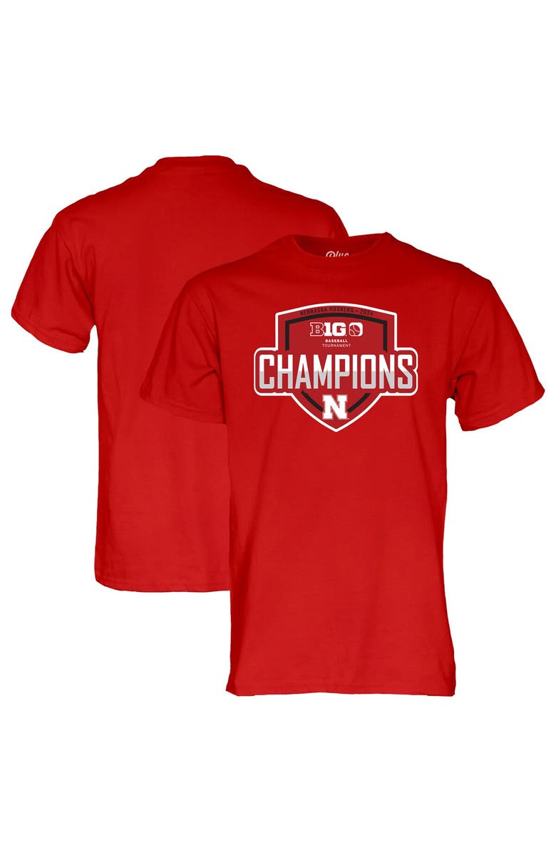BLUE 84 Men's Blue 84 Red Nebraska Huskers 2024 Big 10 Baseball Conference Tournament Champions Locker Room T-Shirt, Main, color, 