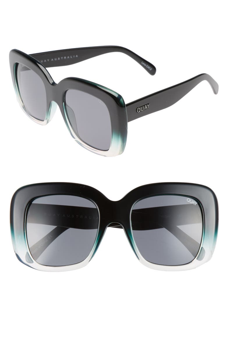 Australia Day After Day 53mm Square Sunglasses, Main, color, BLACK/ GREEN SMOKE