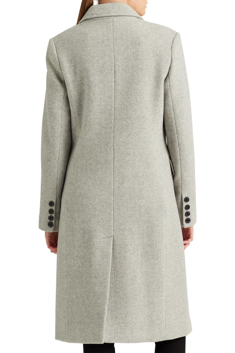 Double Breasted Wool Blend Maxi Coat, Alternate, color, LIGHT GREY HERRINGBONE