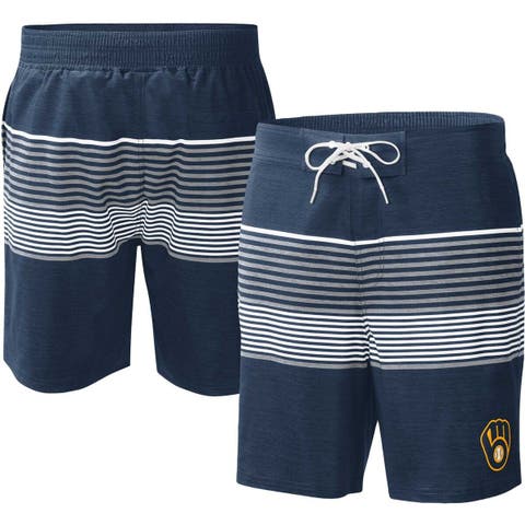 Men's G-III Sports by Carl Banks  Navy Milwaukee Brewers Coastline Volley Swim Shorts