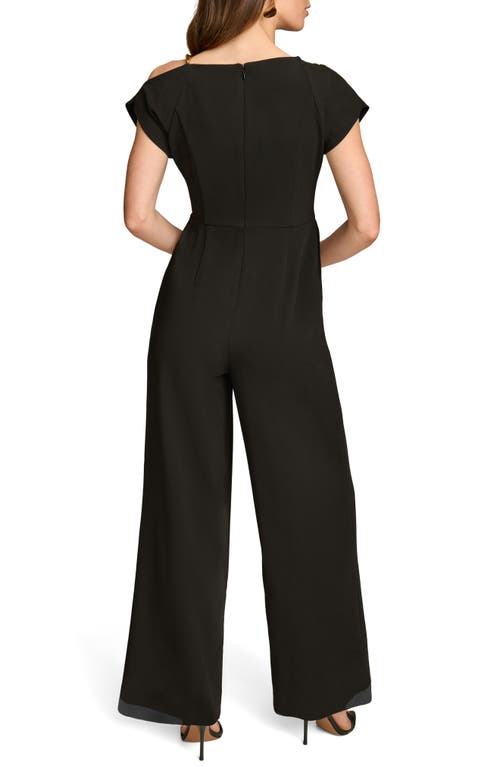 Shop Donna Karan New York Caddy Cold Shoulder Crepe Jumpsuit In Black