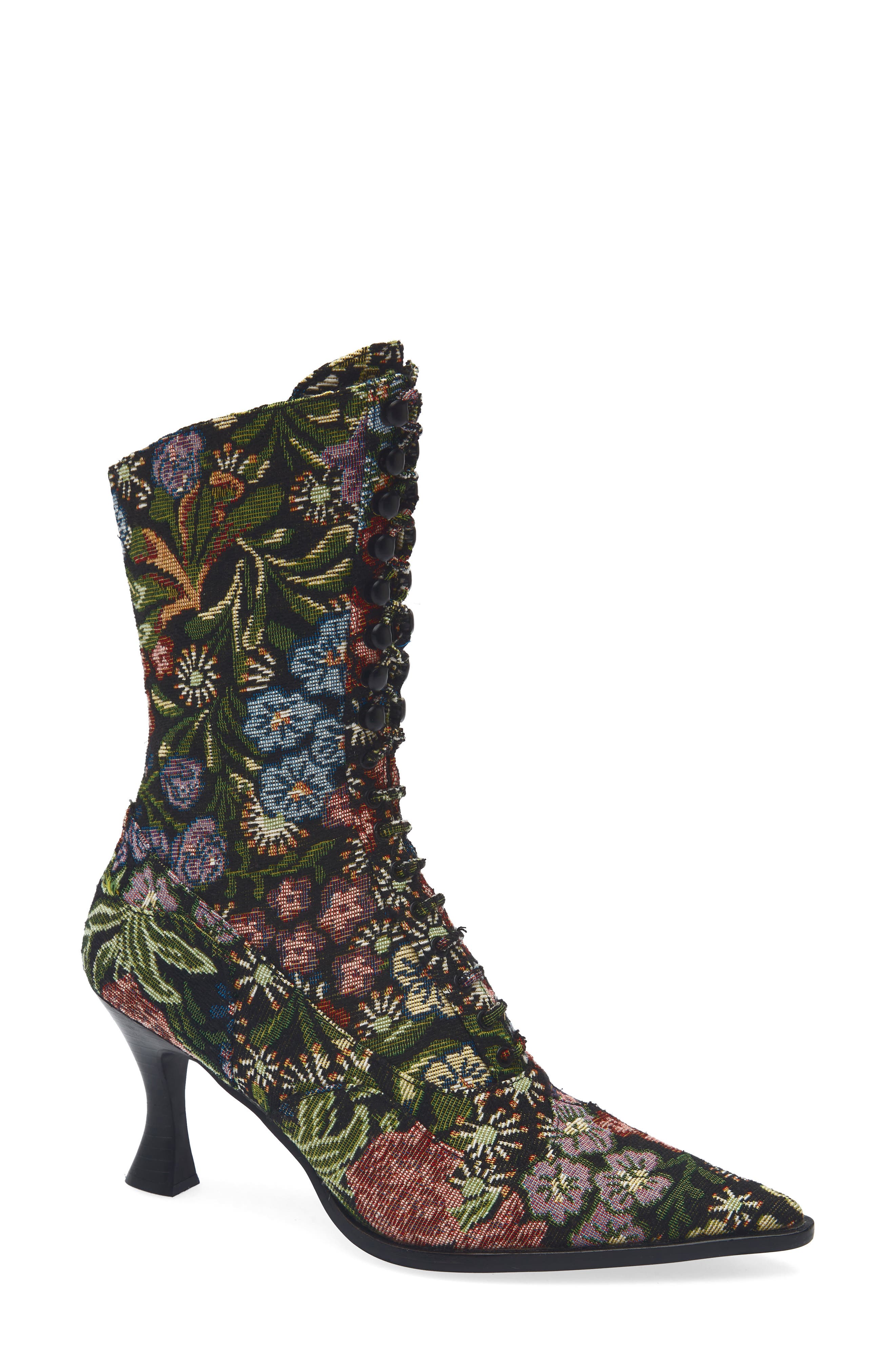 Jeffrey Campbell Maysville Bootie, Main, color, Black Floral Tapestry