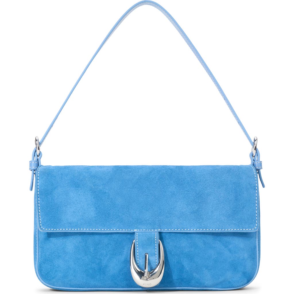 Shop Staud Harlow Suede Shoulder Bag In Blue