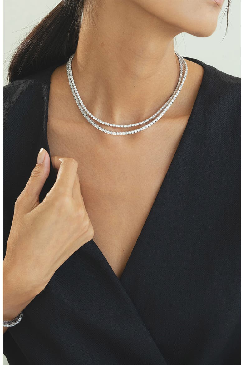 Sterling Silver 18k Gold Plated Francesca Tennis Necklace Dainty, Alternate, color, Silver