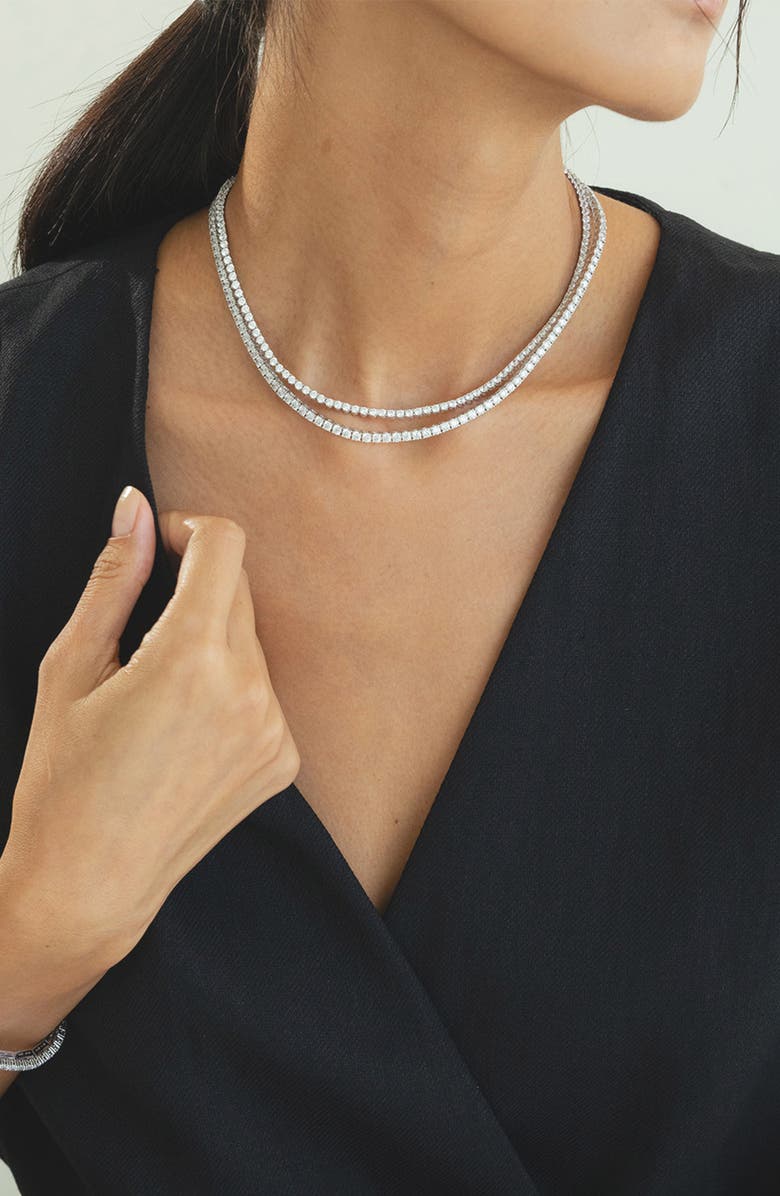 Bearfruit Jewelry Sterling Silver 18k Gold Plated Francesca Tennis Necklace Holiday Gift Idea, Alternate, color, Silver