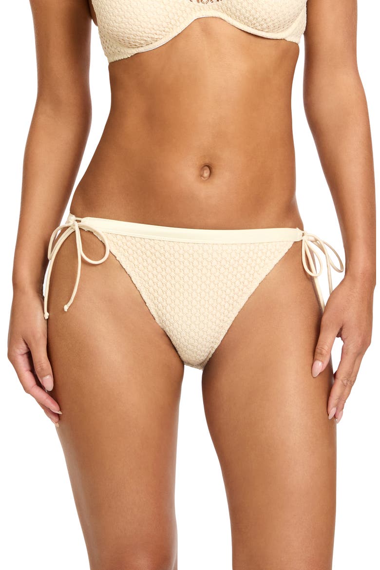 Fishnet Side Tie Bikini Bottoms, Main, color, BISQUE