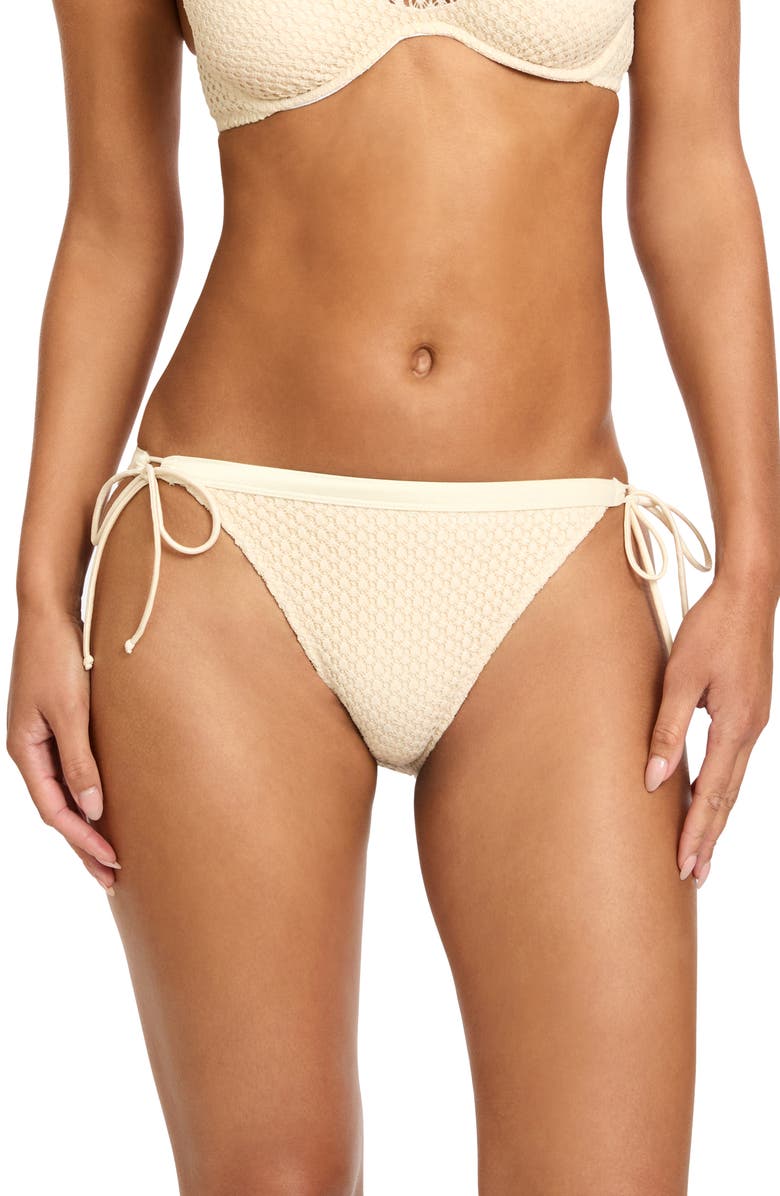 Robin Piccone Fishnet Side Tie Bikini Bottoms, Main, color, Bisque