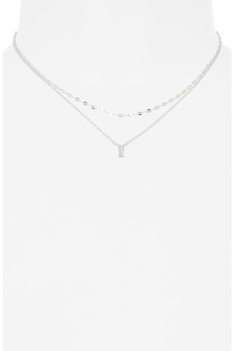 Baguette Cubic Zirconia Pendant Layered Necklace, Alternate, color, CLEAR- SILVER