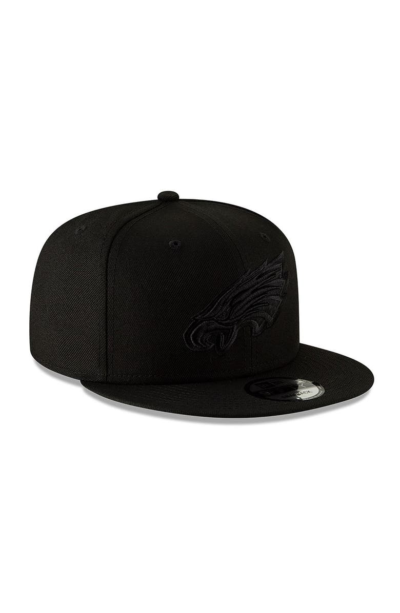 New Era Men's New Era Black Philadelphia Eagles Black On Black 9FIFTY Adjustable Hat, Alternate, color, Black