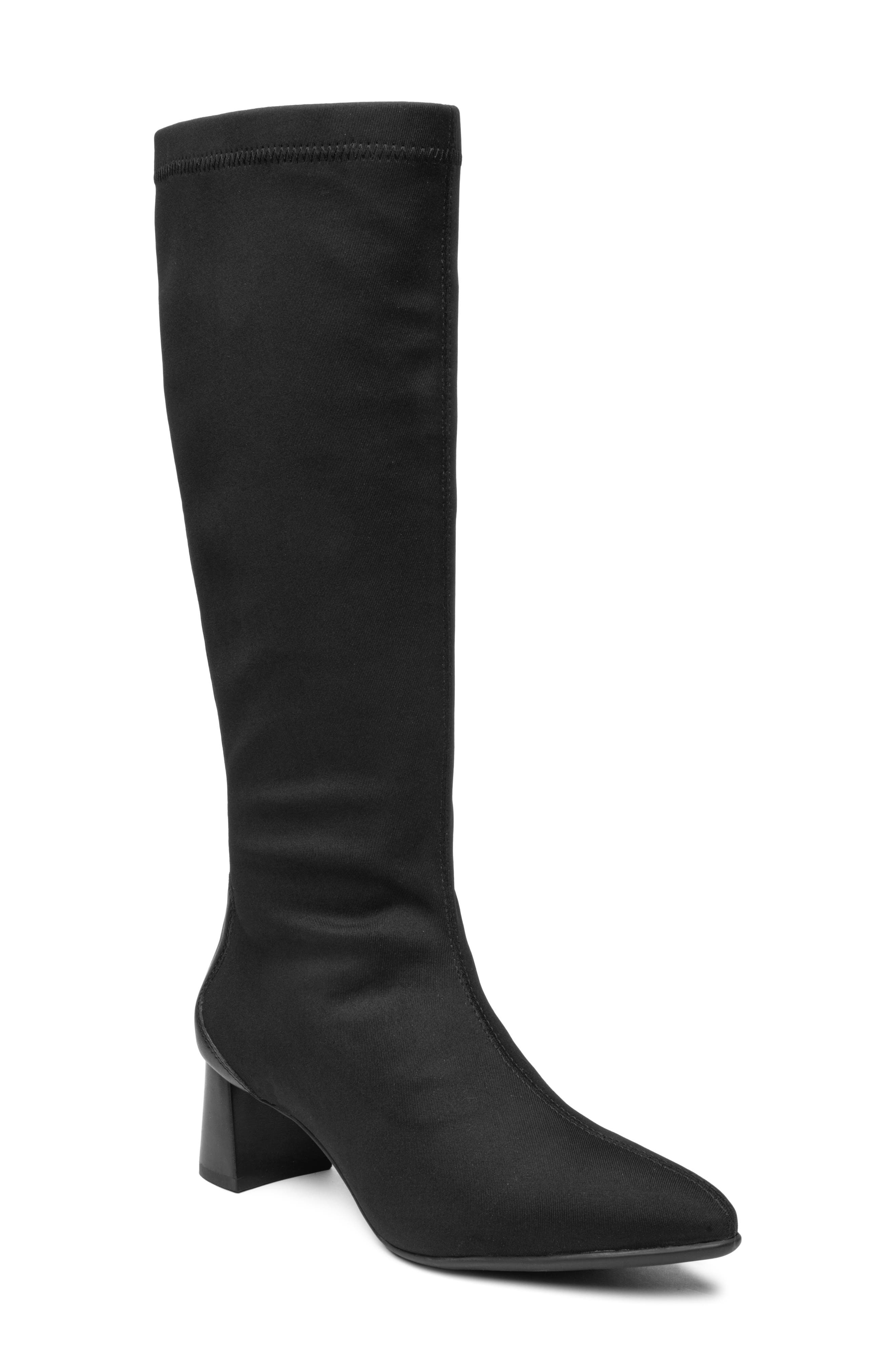 Alyssum Pointed Toe Knee High Boot, Main, color, BLACK