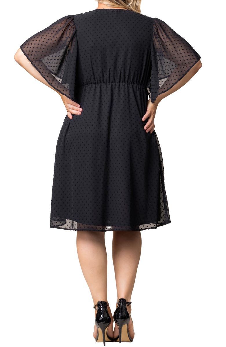 Kiyonna Florence Flutter Sleeve Dress, Alternate, color, Onyx