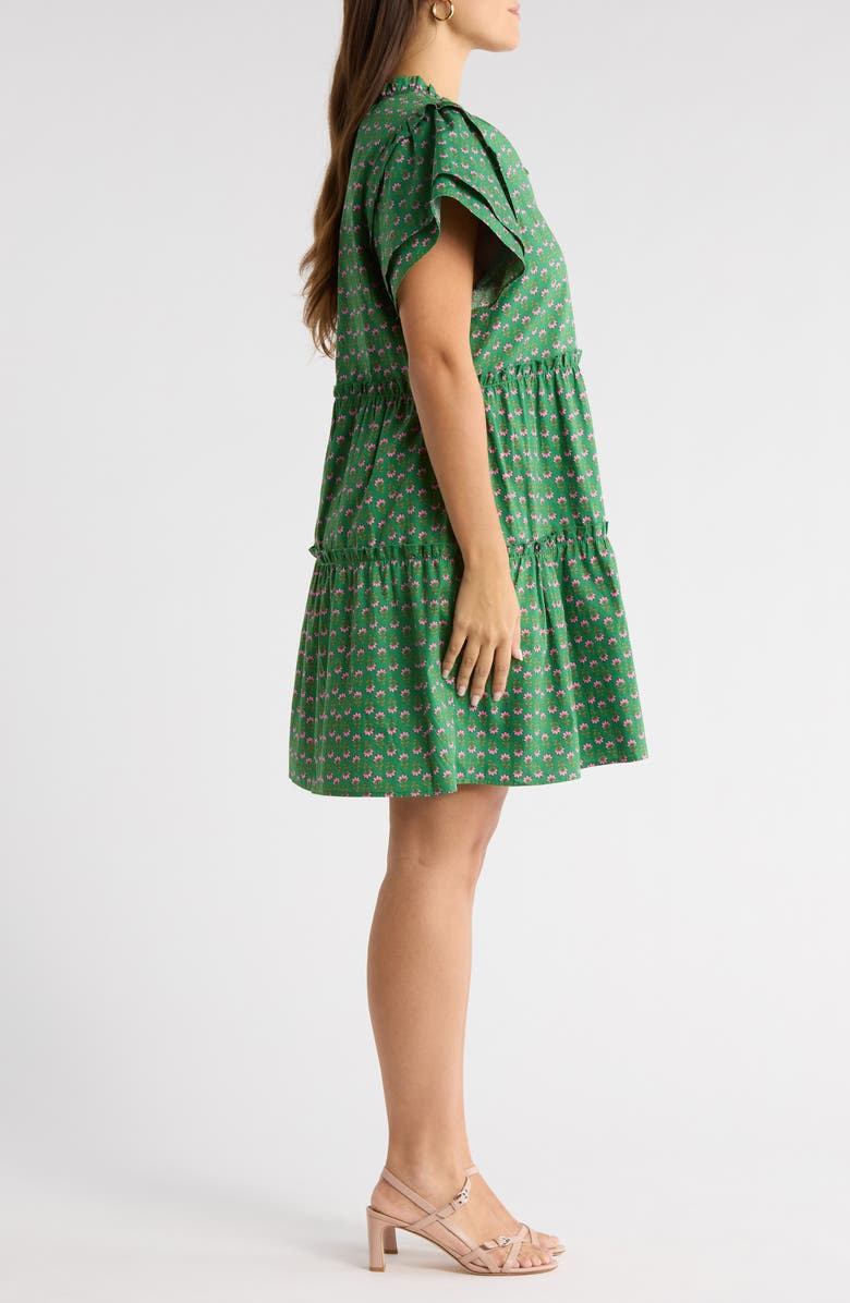 SUGARLIPS Isha Floral Print Tiered Minidress, Alternate, color, Kelly-Pink