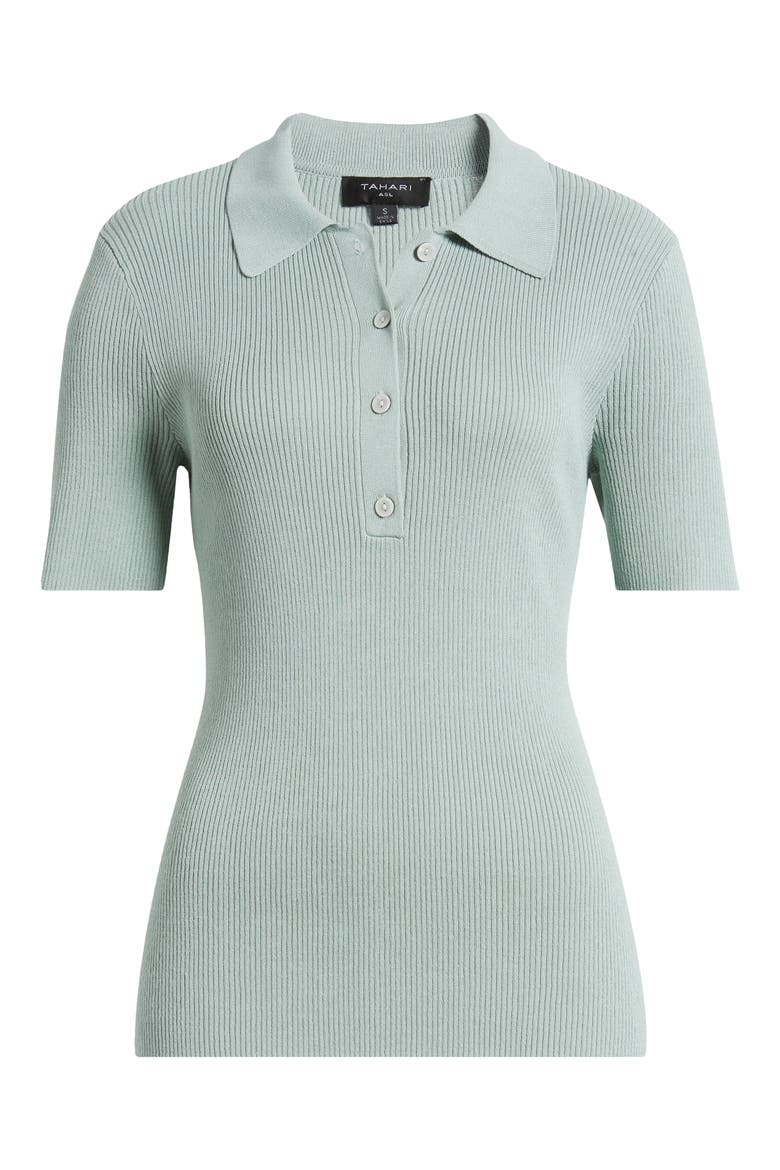 Rib Polo, Alternate, color, DUSTY AQUA