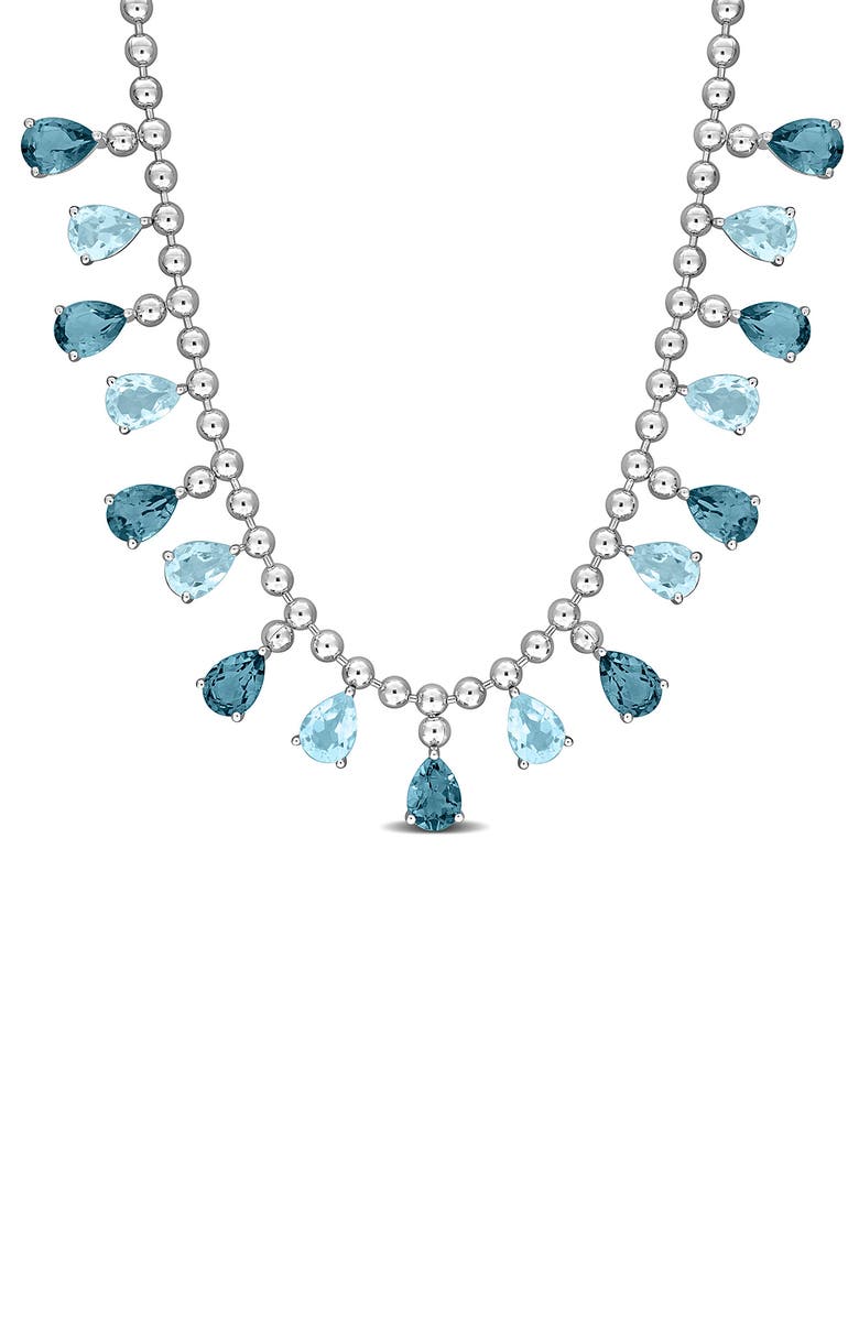 DELMAR Sky Blue Topaz & Blue Topaz Necklace, Main, color, Blue