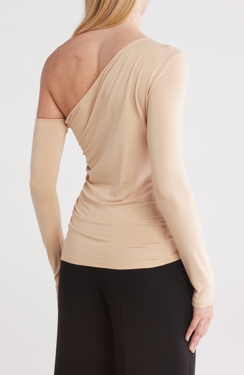 L'AGENCE Hattie One-Shoulder Long Sleeve Top, Alternate, color, Beige