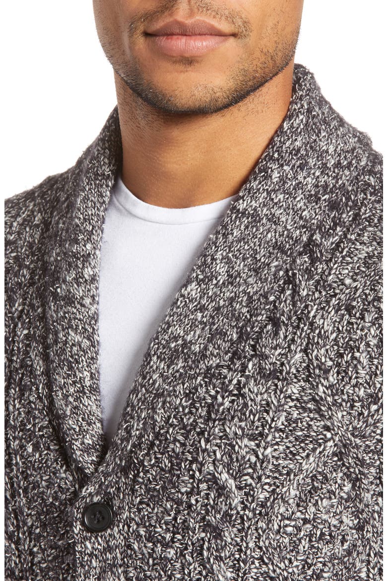 Shawl Collar Cardigan, Alternate, color, BLACK IRIS MARL