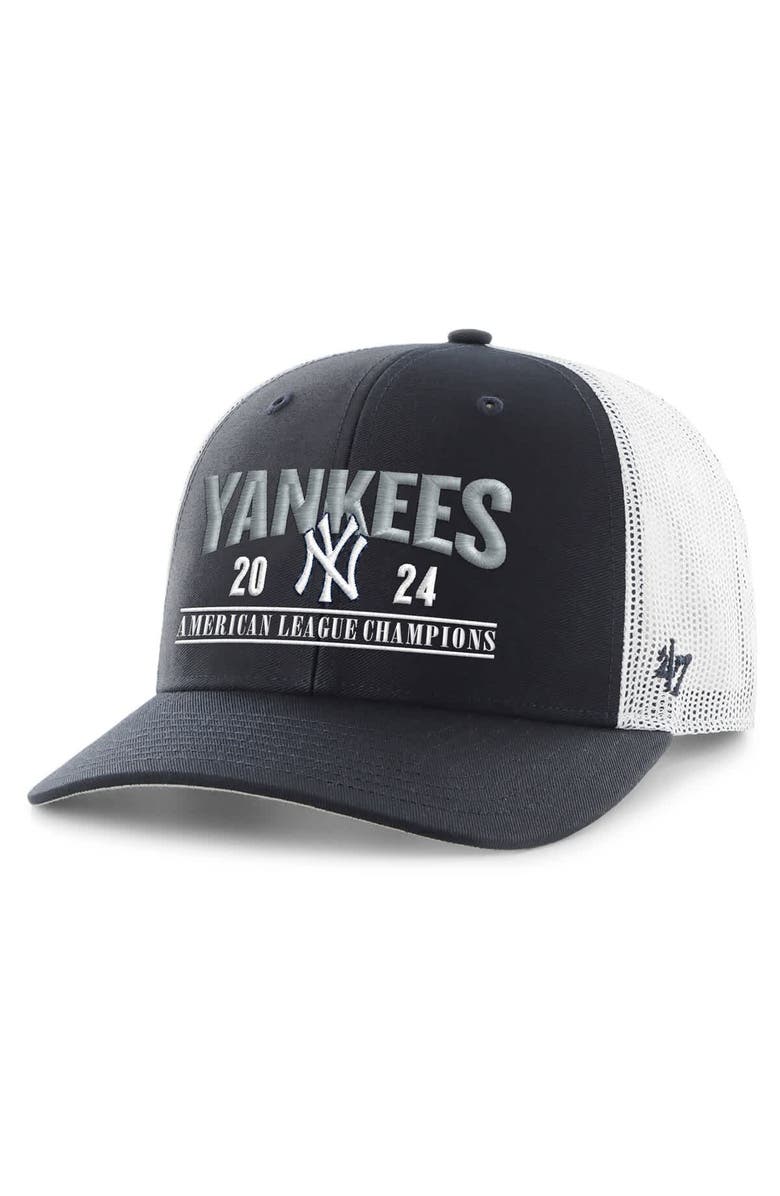 '47 Men's '47 Navy New York Yankees 2024 American League Champions Trucker Adjustable Hat, Main, color, 