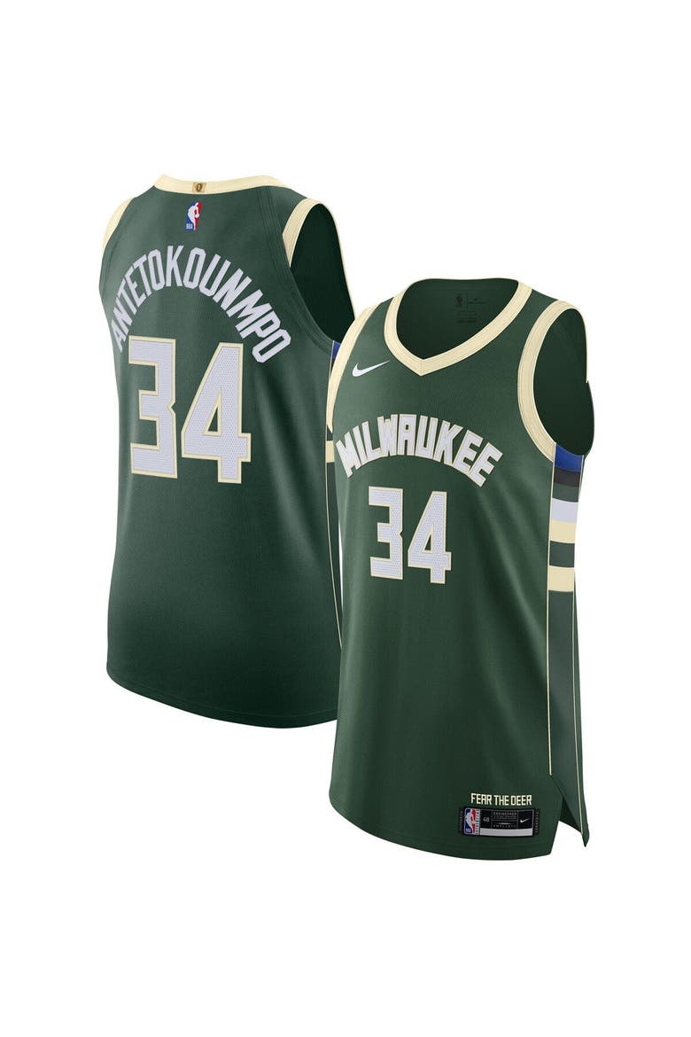 Men's Nike Giannis Antetokounmpo Hunter Green Milwaukee Bucks Authentic Jersey - Icon Edition, Main, color, Hunter Green