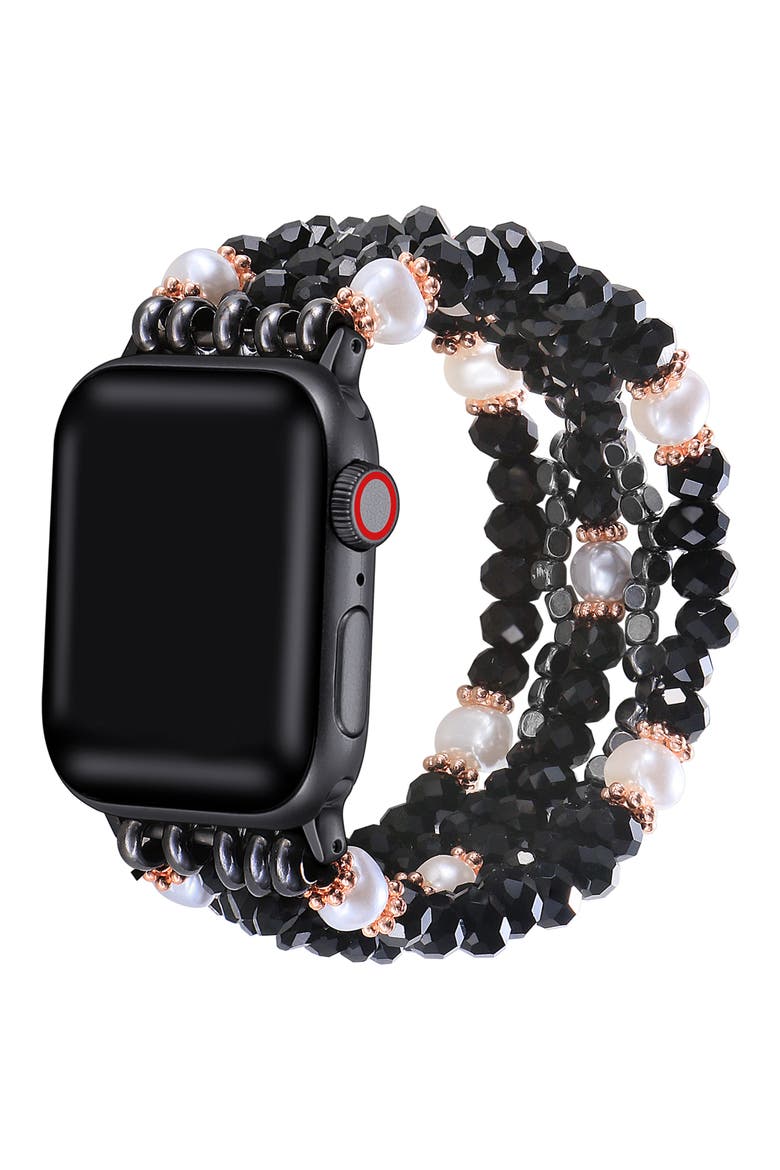 Beaded Apple Watch® Watchband, Alternate, color, BLACK