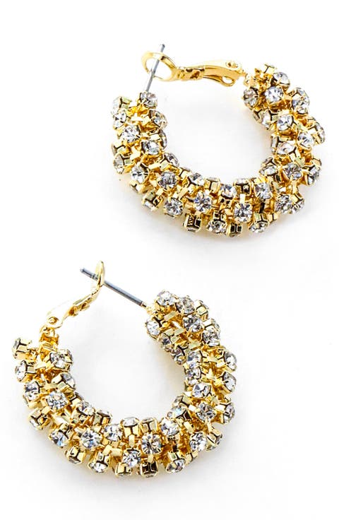 Crystal Encrusted Hoop Earrings