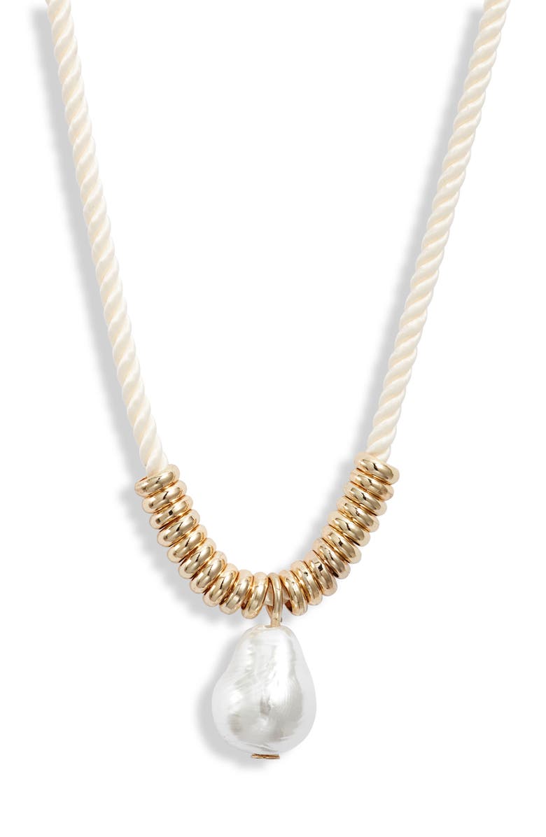 Nordstrom Faux Pearl Pendant Cord Necklace, Main, color,